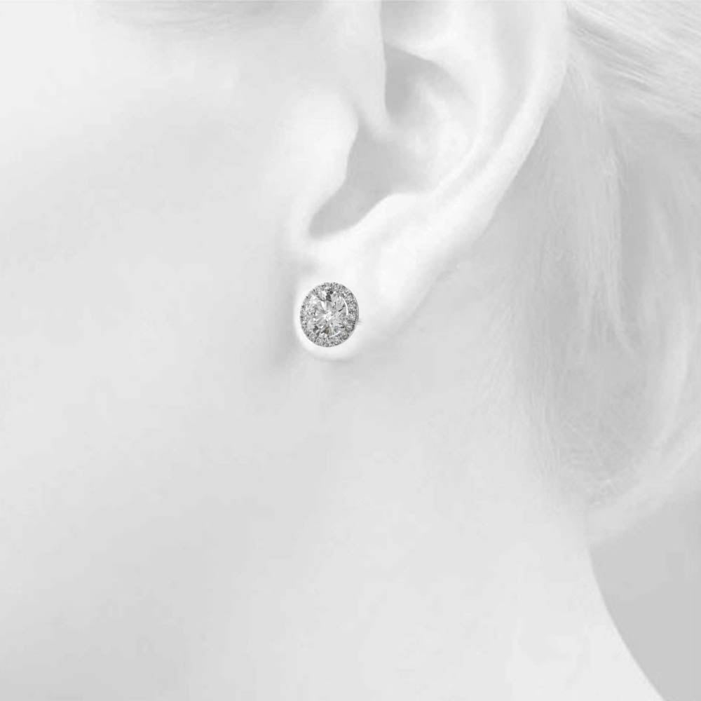 2.12ct Diamond Halo Stud Earrings – 18ct Gold (White / Yellow / Rose)