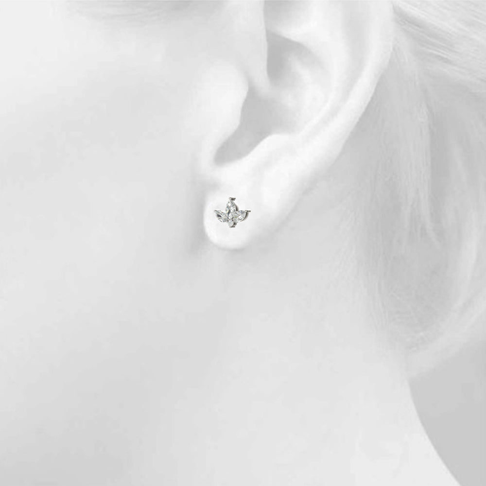 0.50ct Marquise Diamond Cluster Stud Earrings – 18ct Gold (White / Yellow / Rose)