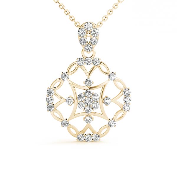 Ornate Floral Knot Pendant with 0.25ct Diamond – 18ct Gold (White / White & Yellow / White & Rose)
