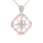 Ornate Floral Knot Pendant with 0.25ct Diamond – 18ct Gold (White / White & Yellow / White & Rose)