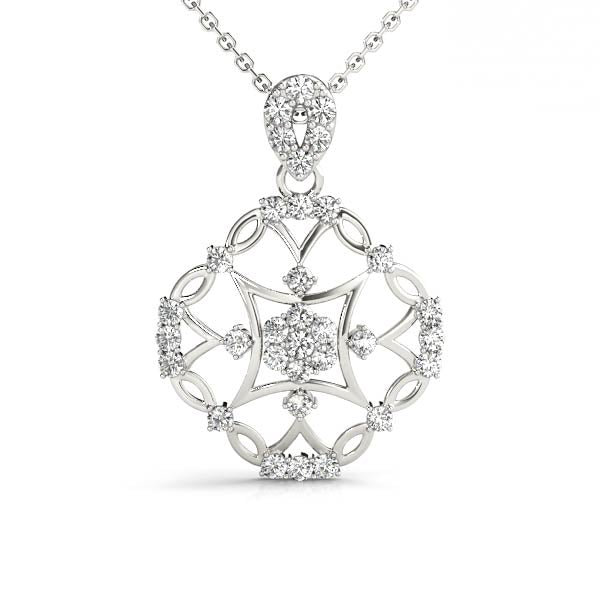 Ornate Floral Knot Pendant with 0.25ct Diamond – 18ct Gold (White / White & Yellow / White & Rose)