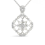 Ornate Floral Knot Pendant with 0.25ct Diamond – 18ct Gold (White / White & Yellow / White & Rose)