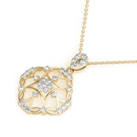 Ornate Floral Knot Pendant with 0.25ct Diamond – 18ct Gold (White / White & Yellow / White & Rose)