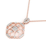 Ornate Floral Knot Pendant with 0.25ct Diamond – 18ct Gold (White / White & Yellow / White & Rose)
