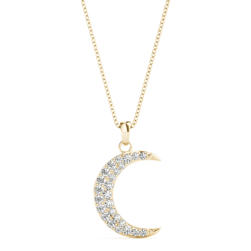 Pavé Moon Pendant – 0.19ct G SI Natural Diamonds – 18ct Gold (White / Yellow / Rose)