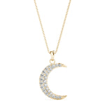 Pavé Moon Pendant – 0.19ct G SI Natural Diamonds – 18ct Gold (White / Yellow / Rose)