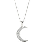 Pavé Moon Pendant – 0.19ct G SI Natural Diamonds – 18ct Gold (White / Yellow / Rose)