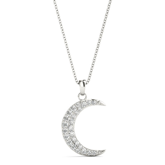 Pavé Moon Pendant – 0.19ct G SI Natural Diamonds – 18ct Gold (White / Yellow / Rose)
