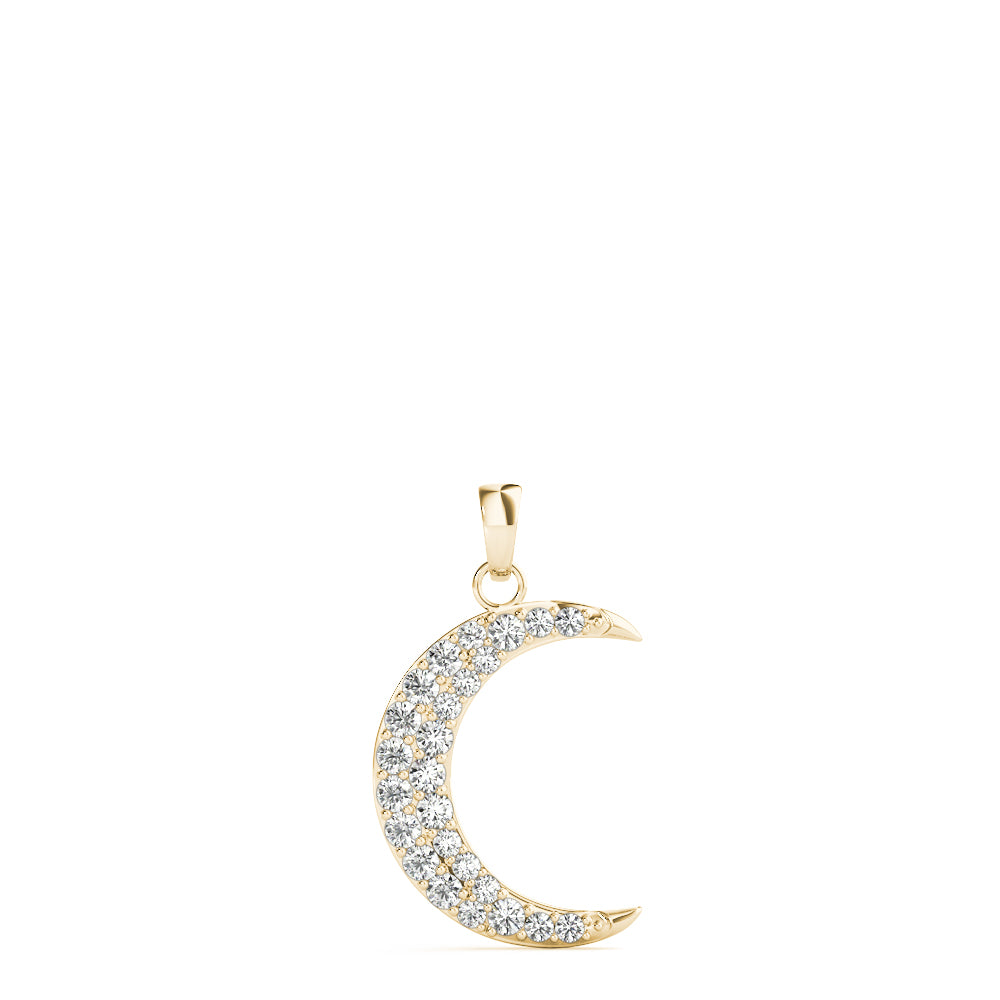 Pavé Moon Pendant – 0.19ct G SI Natural Diamonds – 18ct Gold (White / Yellow / Rose)