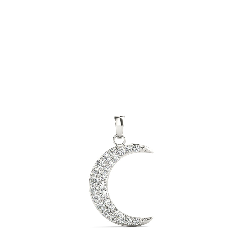 Pavé Moon Pendant – 0.19ct G SI Natural Diamonds – 18ct Gold (White / Yellow / Rose)