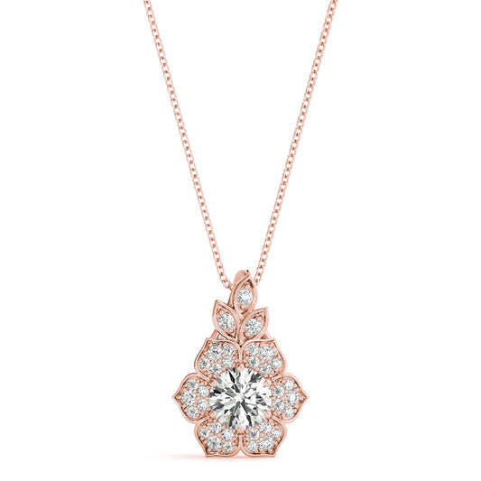 Floral Burst Diamond Pendant – 0.70ct Total Diamonds – 18ct Gold (White / Yellow / Rose)