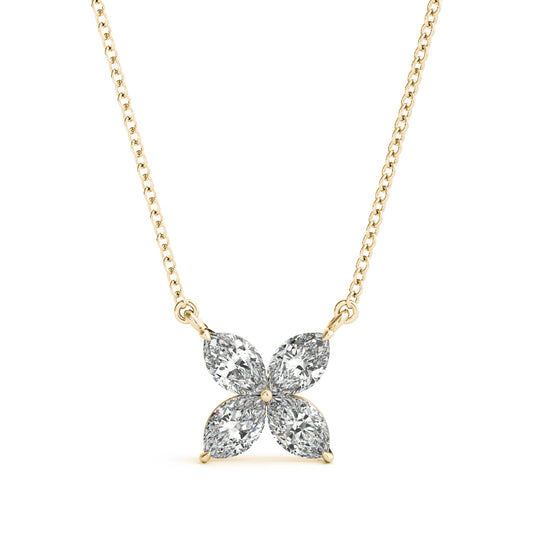 Marquise Flower Pendant with 0.30ct Diamonds – 18ct Gold (White / Yellow / Rose)