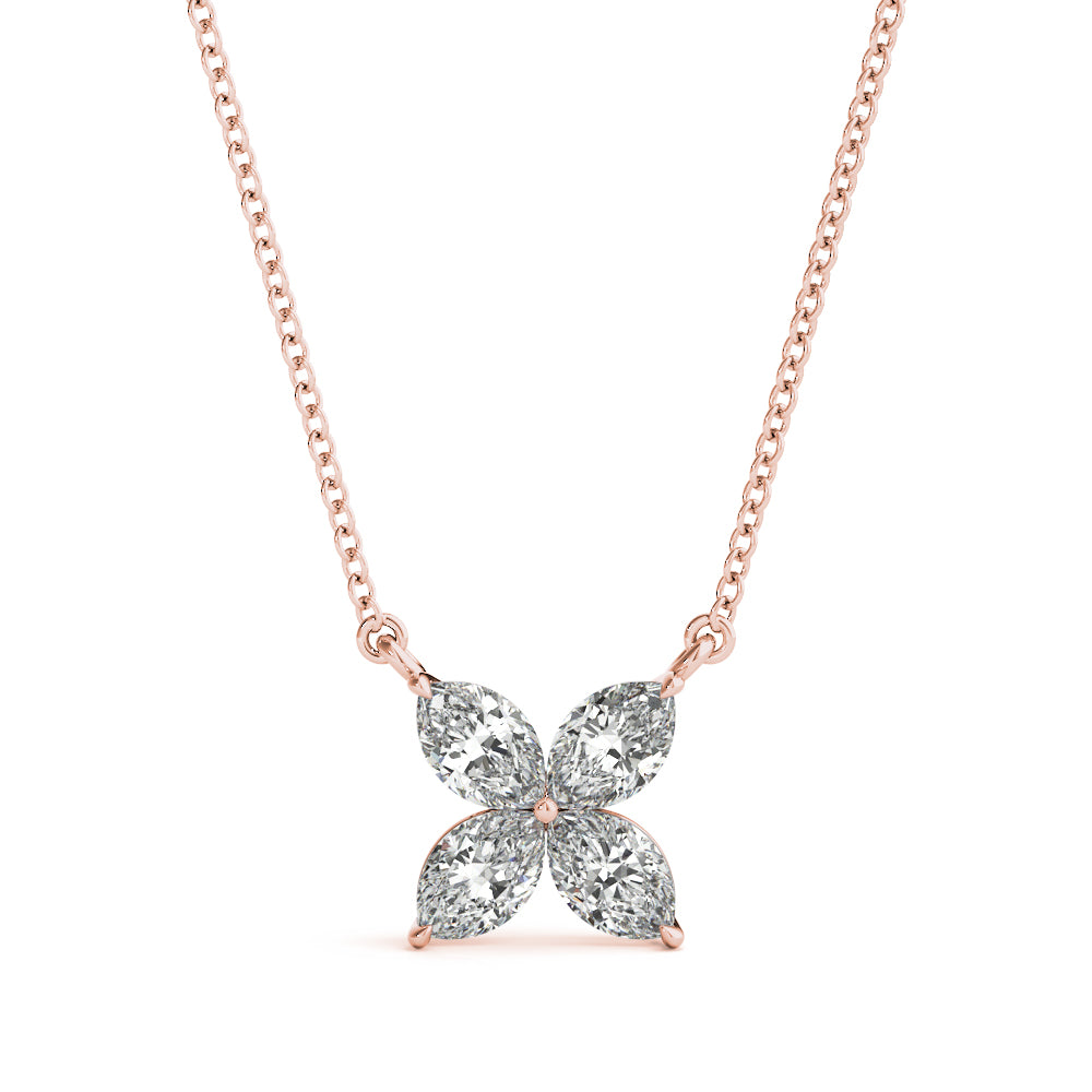 Marquise Flower Pendant with 0.30ct Diamonds – 18ct Gold (White / Yellow / Rose)