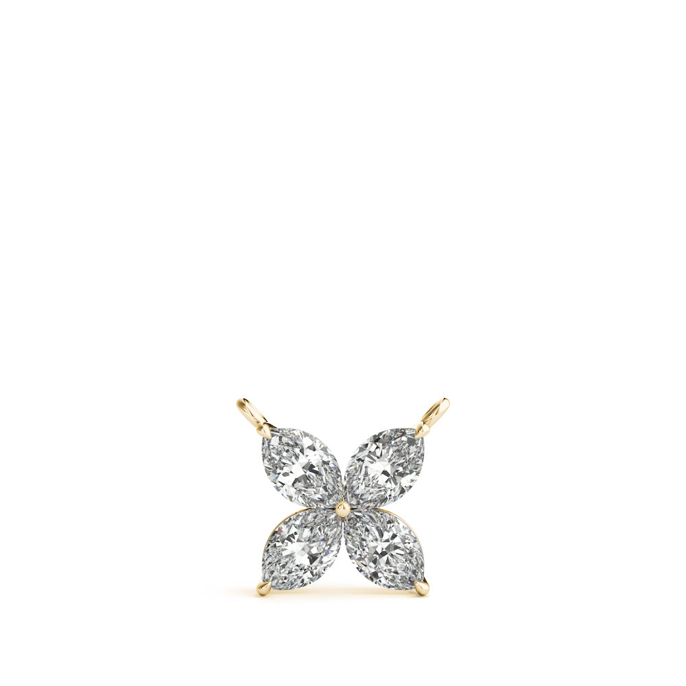 Marquise Flower Pendant with 0.30ct Diamonds – 18ct Gold (White / Yellow / Rose)