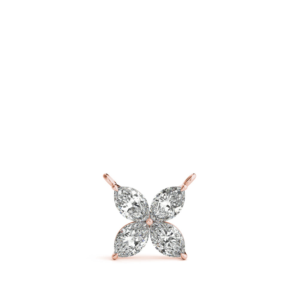 Marquise Flower Pendant with 0.30ct Diamonds – 18ct Gold (White / Yellow / Rose)