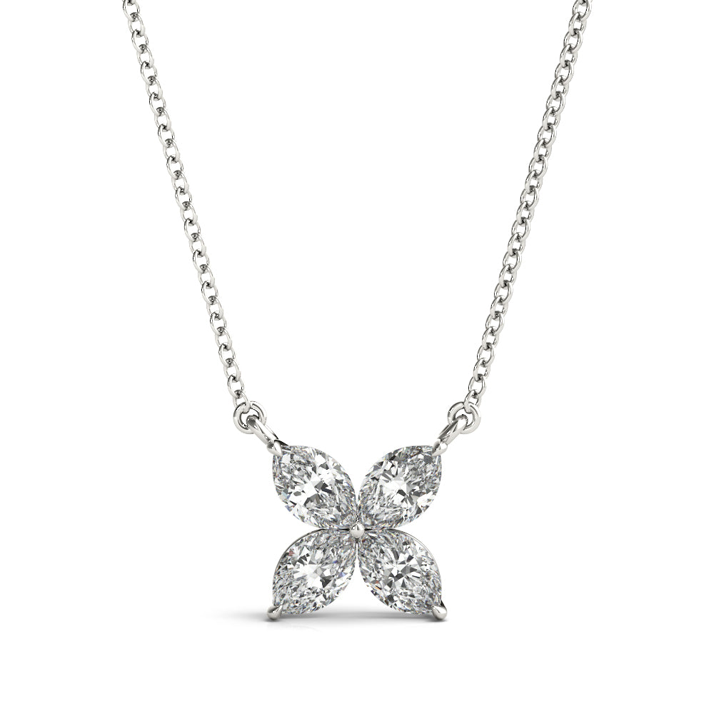 Marquise Flower Pendant with 0.30ct Diamonds – 18ct Gold (White / Yellow / Rose)