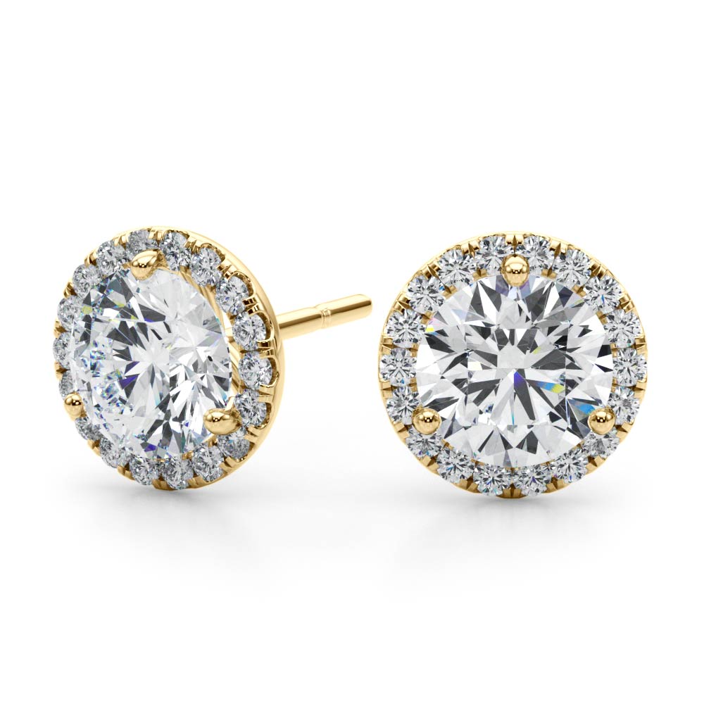 2.12ct Diamond Halo Stud Earrings – 18ct Gold (White / Yellow / Rose)