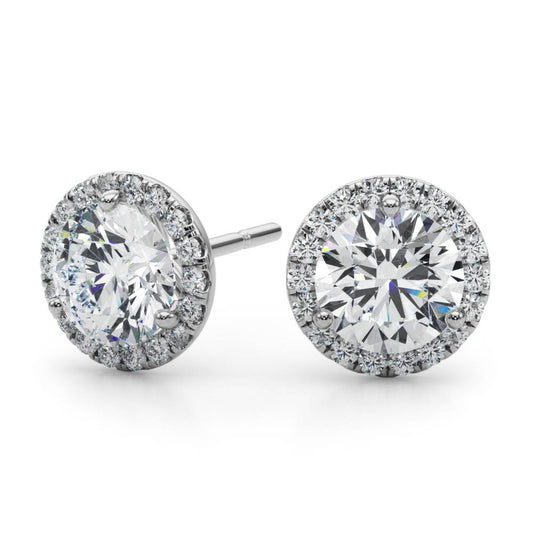 2.12ct Diamond Halo Stud Earrings – 18ct Gold (White / Yellow / Rose)