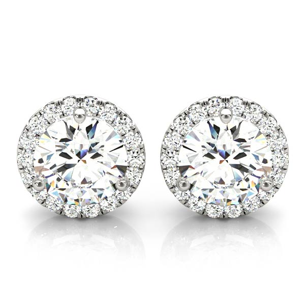 2.12ct Diamond Halo Stud Earrings – 18ct Gold (White / Yellow / Rose)