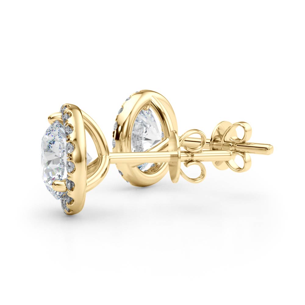 2.12ct Diamond Halo Stud Earrings – 18ct Gold (White / Yellow / Rose)