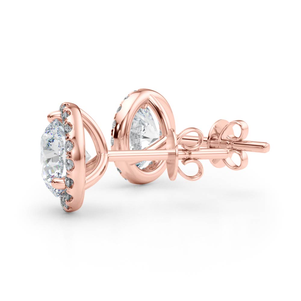 2.12ct Diamond Halo Stud Earrings – 18ct Gold (White / Yellow / Rose)