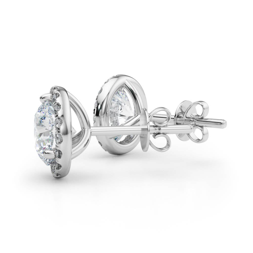 2.12ct Diamond Halo Stud Earrings – 18ct Gold (White / Yellow / Rose)
