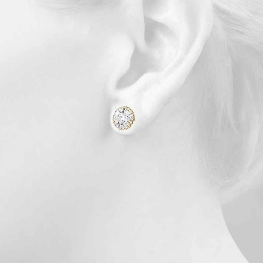 2.12ct Diamond Halo Stud Earrings – 18ct Gold (White / Yellow / Rose)