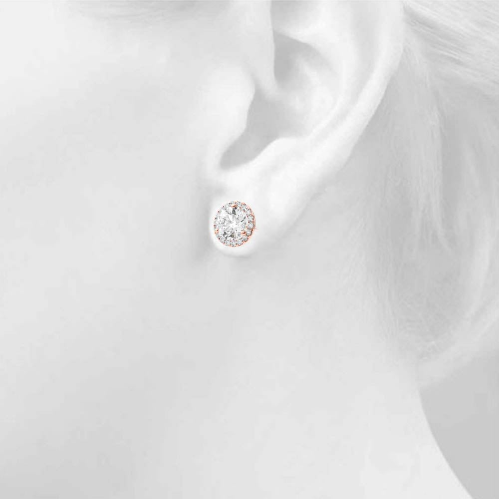 2.12ct Diamond Halo Stud Earrings – 18ct Gold (White / Yellow / Rose)