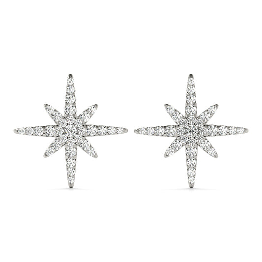 0.56ct Diamond Starburst Cluster Stud Earrings – 18ct Gold (White / Yellow / Rose)