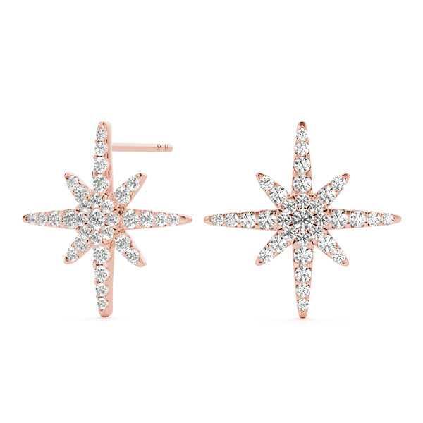 0.56ct Diamond Starburst Cluster Stud Earrings – 18ct Gold (White / Yellow / Rose)