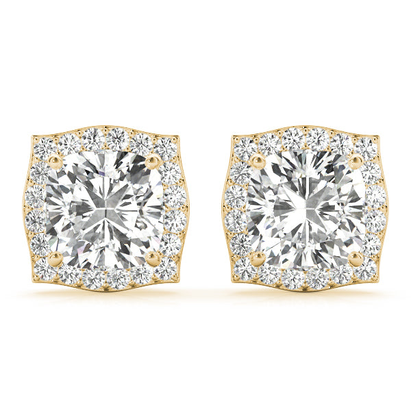 0.68ct Diamond Cushion Halo Stud Earrings – 18ct Gold (White / Yellow / Rose)