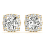 0.68ct Diamond Cushion Halo Stud Earrings – 18ct Gold (White / Yellow / Rose)
