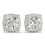 0.68ct Diamond Cushion Halo Stud Earrings – 18ct Gold (White / Yellow / Rose)