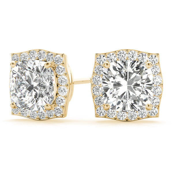 0.68ct Diamond Cushion Halo Stud Earrings – 18ct Gold (White / Yellow / Rose)