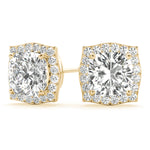 0.68ct Diamond Cushion Halo Stud Earrings – 18ct Gold (White / Yellow / Rose)