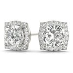 0.68ct Diamond Cushion Halo Stud Earrings – 18ct Gold (White / Yellow / Rose)