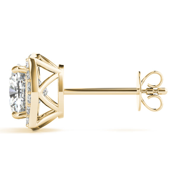 0.68ct Diamond Cushion Halo Stud Earrings – 18ct Gold (White / Yellow / Rose)