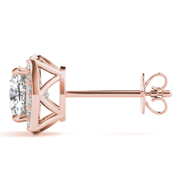 0.68ct Diamond Cushion Halo Stud Earrings – 18ct Gold (White / Yellow / Rose)