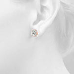 0.68ct Diamond Cushion Halo Stud Earrings – 18ct Gold (White / Yellow / Rose)