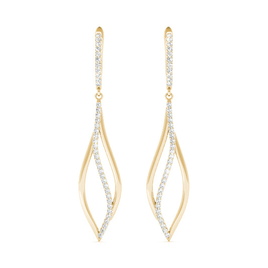 0.39ct Diamond Drop Hoop Earrings – 18ct Gold (White / Yellow / Rose)