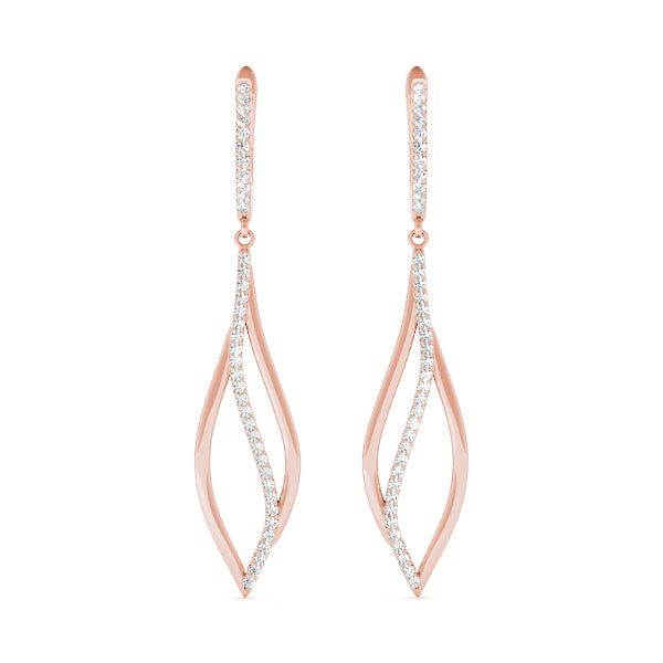 0.39ct Diamond Drop Hoop Earrings – 18ct Gold (White / Yellow / Rose)
