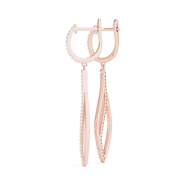 0.39ct Diamond Drop Hoop Earrings – 18ct Gold (White / Yellow / Rose)