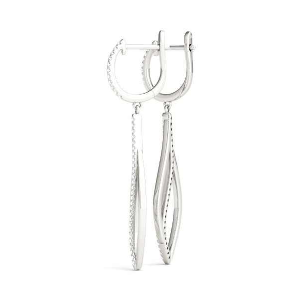 0.39ct Diamond Drop Hoop Earrings – 18ct Gold (White / Yellow / Rose)