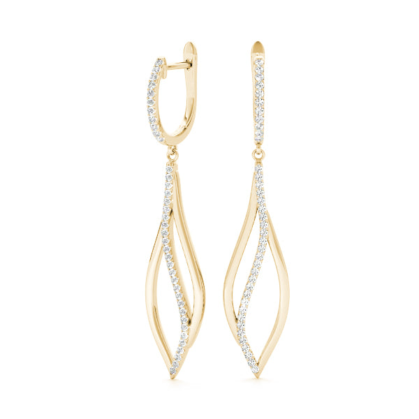 0.39ct Diamond Drop Hoop Earrings – 18ct Gold (White / Yellow / Rose)
