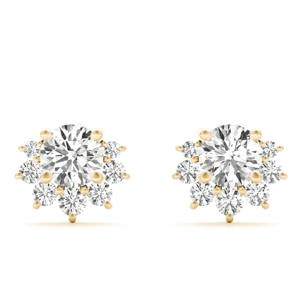 0.95ct Diamond Cluster Halo Stud Earrings – 18ct Gold (White / Yellow / Rose)