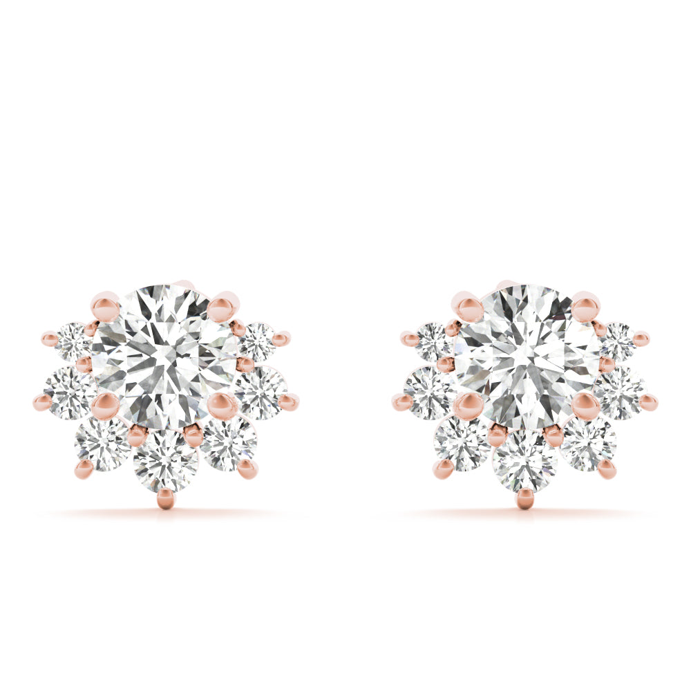 0.95ct Diamond Cluster Halo Stud Earrings – 18ct Gold (White / Yellow / Rose)