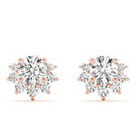 0.95ct Diamond Cluster Halo Stud Earrings – 18ct Gold (White / Yellow / Rose)