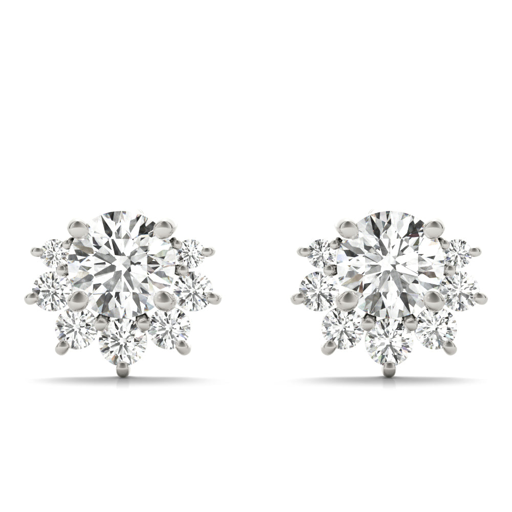 0.95ct Diamond Cluster Halo Stud Earrings – 18ct Gold (White / Yellow / Rose)