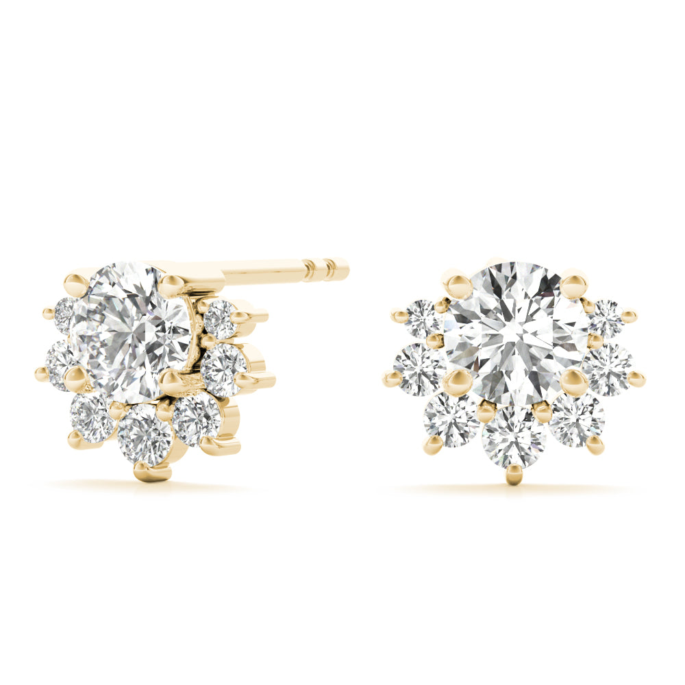 0.95ct Diamond Cluster Halo Stud Earrings – 18ct Gold (White / Yellow / Rose)