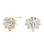 0.95ct Diamond Cluster Halo Stud Earrings – 18ct Gold (White / Yellow / Rose)